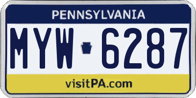 PA license plate MYW6287