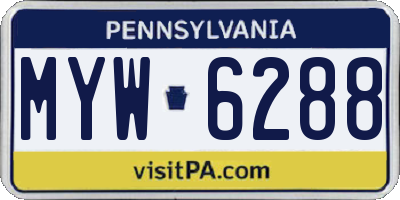 PA license plate MYW6288