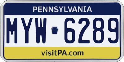 PA license plate MYW6289