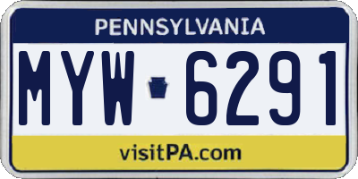 PA license plate MYW6291