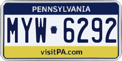 PA license plate MYW6292