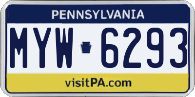 PA license plate MYW6293