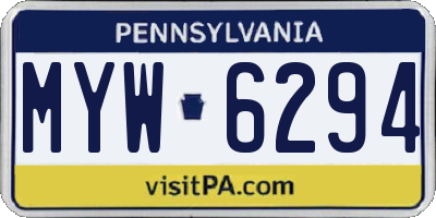 PA license plate MYW6294