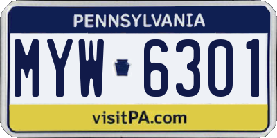 PA license plate MYW6301