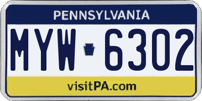 PA license plate MYW6302