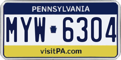 PA license plate MYW6304