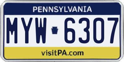 PA license plate MYW6307