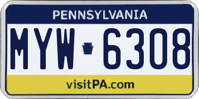 PA license plate MYW6308