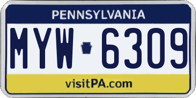 PA license plate MYW6309