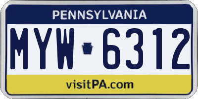 PA license plate MYW6312