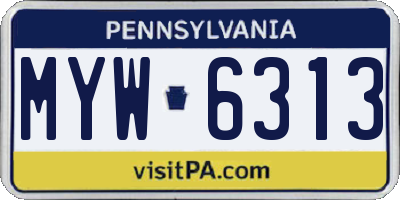 PA license plate MYW6313
