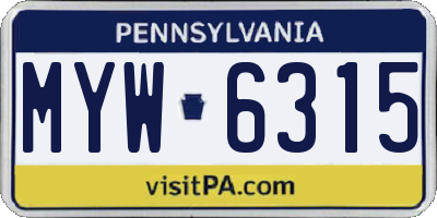 PA license plate MYW6315