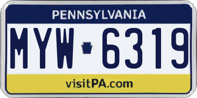 PA license plate MYW6319