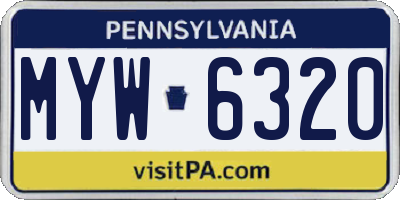PA license plate MYW6320