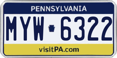 PA license plate MYW6322