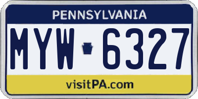 PA license plate MYW6327