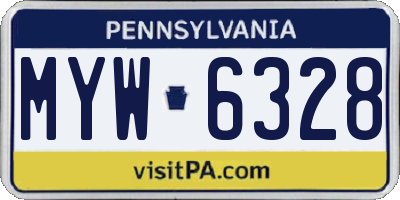 PA license plate MYW6328