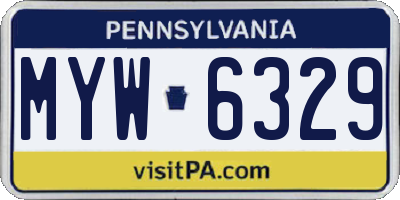 PA license plate MYW6329