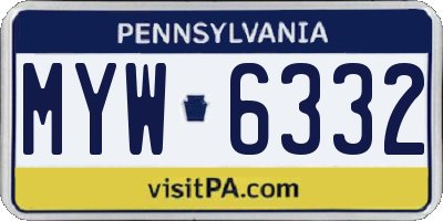 PA license plate MYW6332
