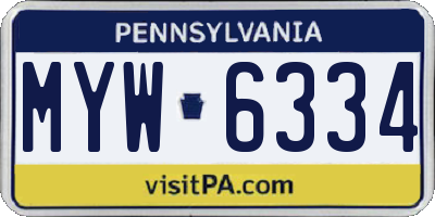PA license plate MYW6334