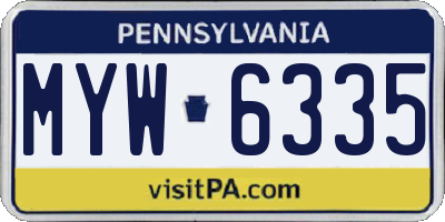 PA license plate MYW6335