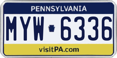 PA license plate MYW6336