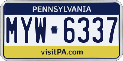 PA license plate MYW6337