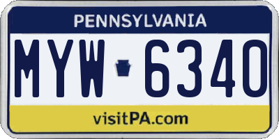 PA license plate MYW6340