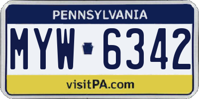 PA license plate MYW6342