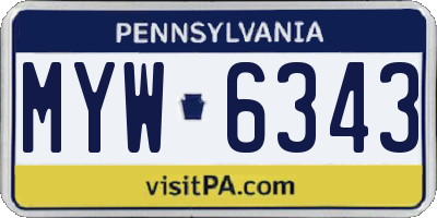 PA license plate MYW6343