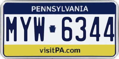 PA license plate MYW6344