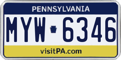PA license plate MYW6346