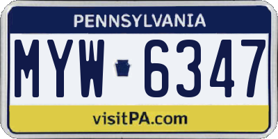 PA license plate MYW6347