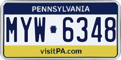 PA license plate MYW6348