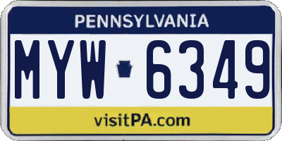 PA license plate MYW6349