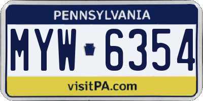 PA license plate MYW6354