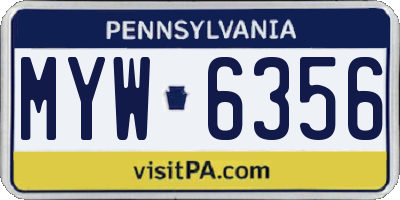 PA license plate MYW6356