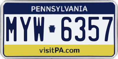 PA license plate MYW6357
