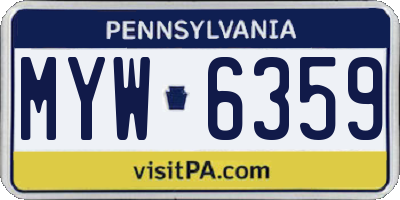 PA license plate MYW6359