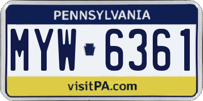 PA license plate MYW6361