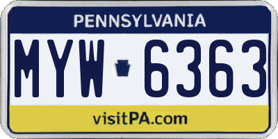 PA license plate MYW6363