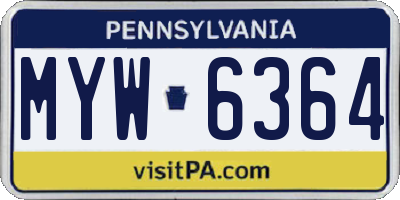 PA license plate MYW6364