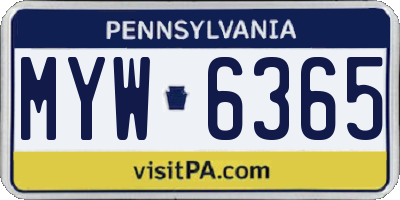 PA license plate MYW6365