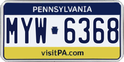 PA license plate MYW6368