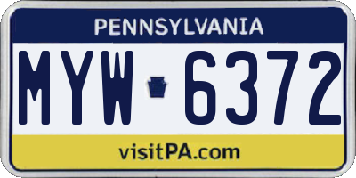 PA license plate MYW6372