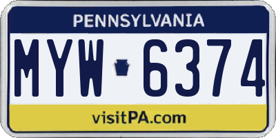 PA license plate MYW6374