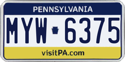 PA license plate MYW6375