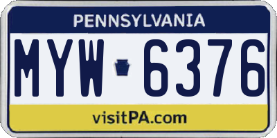 PA license plate MYW6376