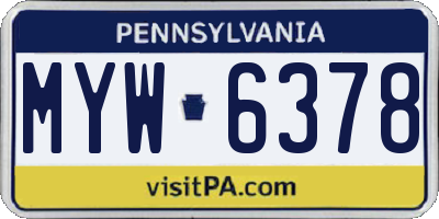 PA license plate MYW6378