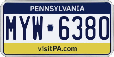 PA license plate MYW6380